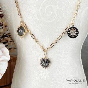Park Lane SERENADE Necklace Coin Charms Hematite Gold Tone Celestial NWT